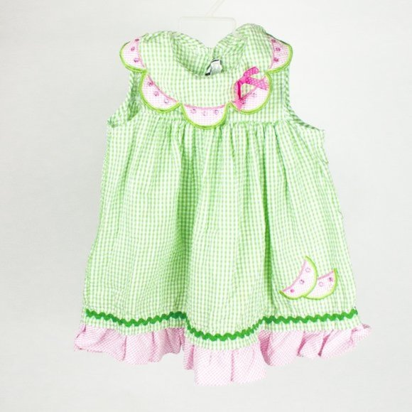 Rare Editions Seersucker Dress Watermelon 6-9 mos - Picture 1 of 1